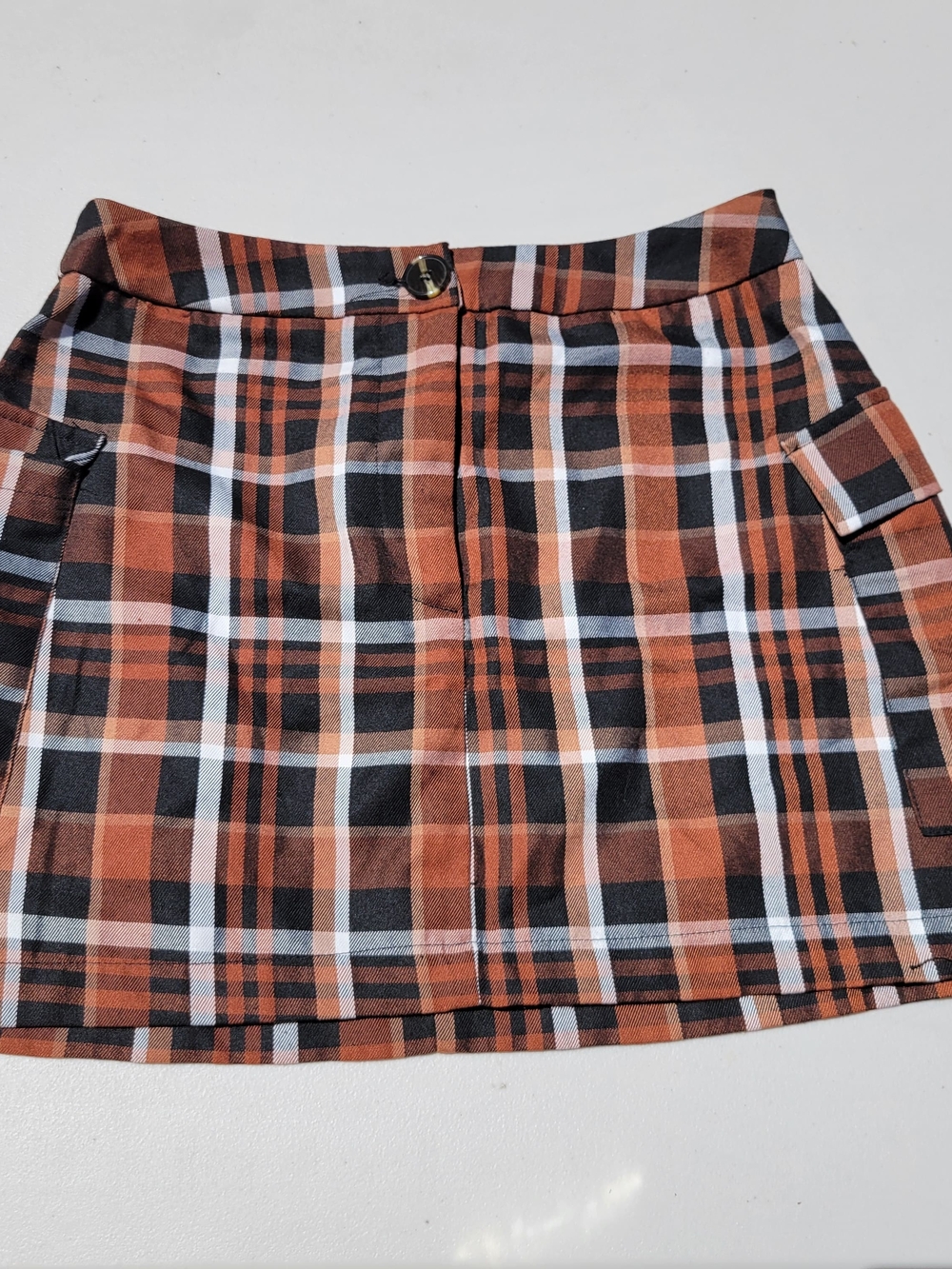 Forever 21 Rust Black White Plaid Mini Skirt